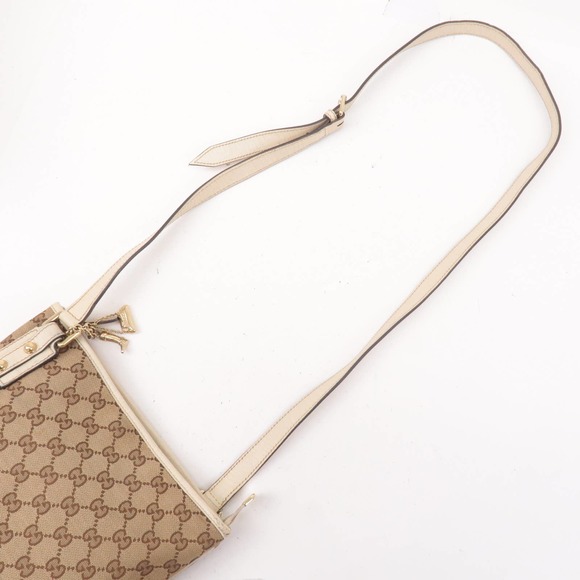💎✨BEAUTIFUL✨💎Auth GUCCI Sherry GG Canvas Leather Shoulder Bag Beige - Picture 4 of 10